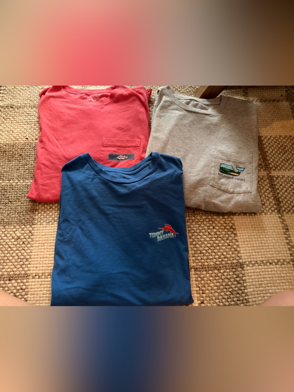 Tommy Bahama MensTee Trio - Blue, Coral, Gray Lot